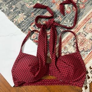 Cupshe polka dot twist front tie back top moulded cups adjustable straps